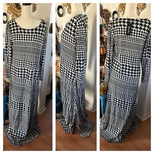 Houndstooth Knit Maxi Dress
